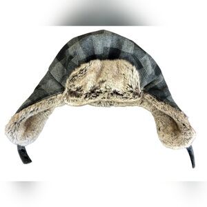 NWOT Banana Republic Plaid Trapper Hat faux super soft fur (S)